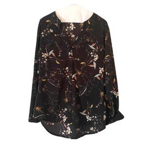 Dress Blouse, black, floral, business casual